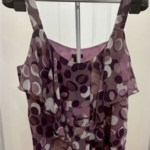Ann Taylor Women’s Purple Lilac Polka Dot Ruffle Sleeveless Top Size XL